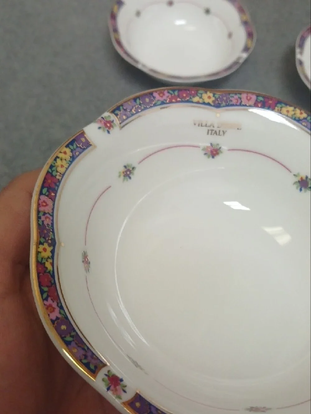 Villa D'este White and Purple Decorative Bowls - Set of 5